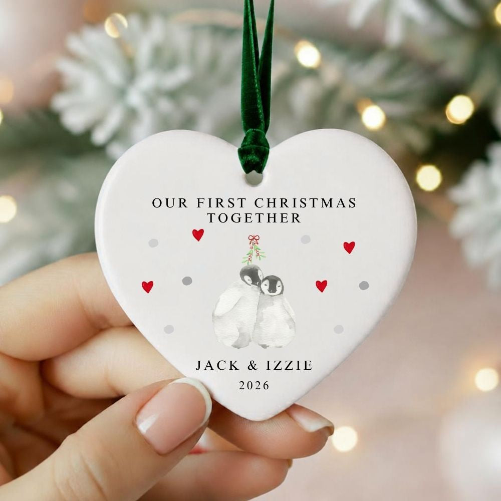 Personalised Our First Christmas Together Ceramic Christmas Bauble Gift