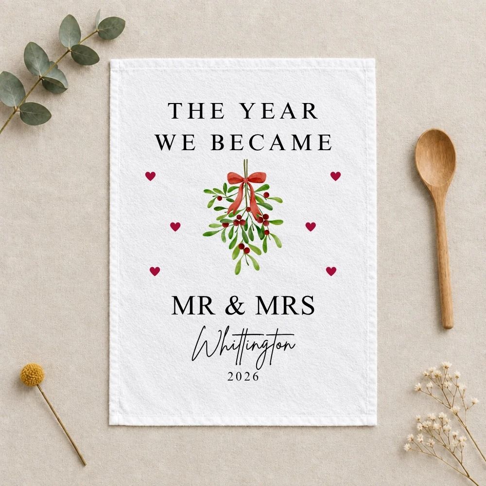 Personalised The Year We Became Mr & Mrs Tea Towel | Wedding Anniversary Gift