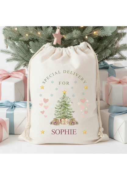 Personalised Linen Christmas Santa Sack For Boys and Girls