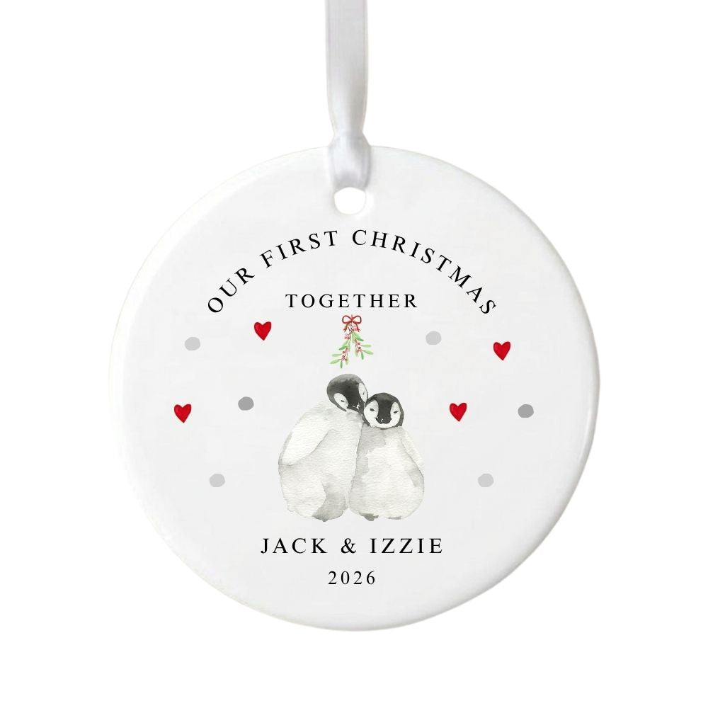 Personalised Our First Christmas Together Ceramic Christmas Bauble Gift
