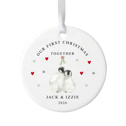 Personalised Our First Christmas Together Ceramic Christmas Bauble Gift