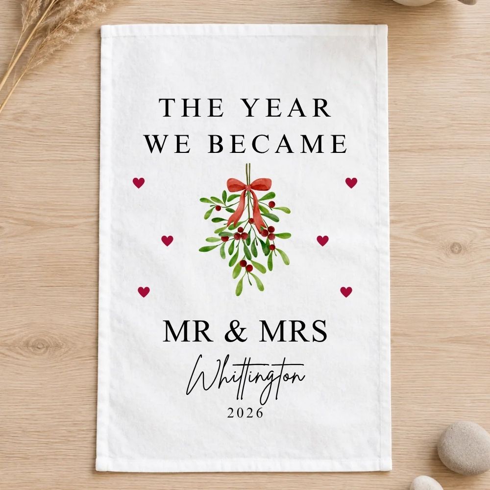 Personalised The Year We Became Mr & Mrs Tea Towel | Wedding Anniversary Gift
