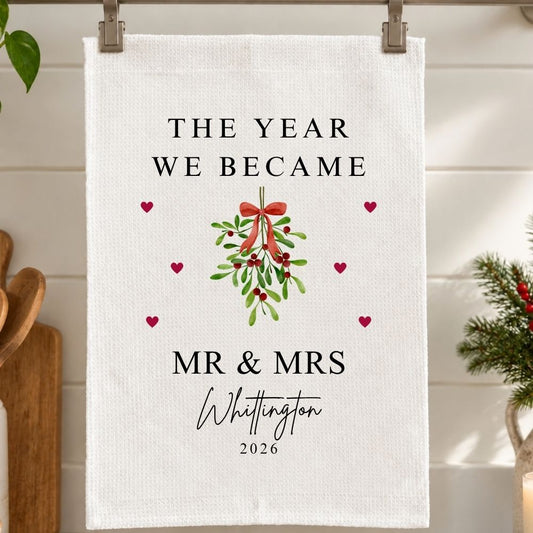 Personalised The Year We Became Mr & Mrs Tea Towel | Wedding Anniversary Gift
