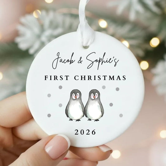 Personalised Baby's First Christmas Twins Ceramic Bauble Gift