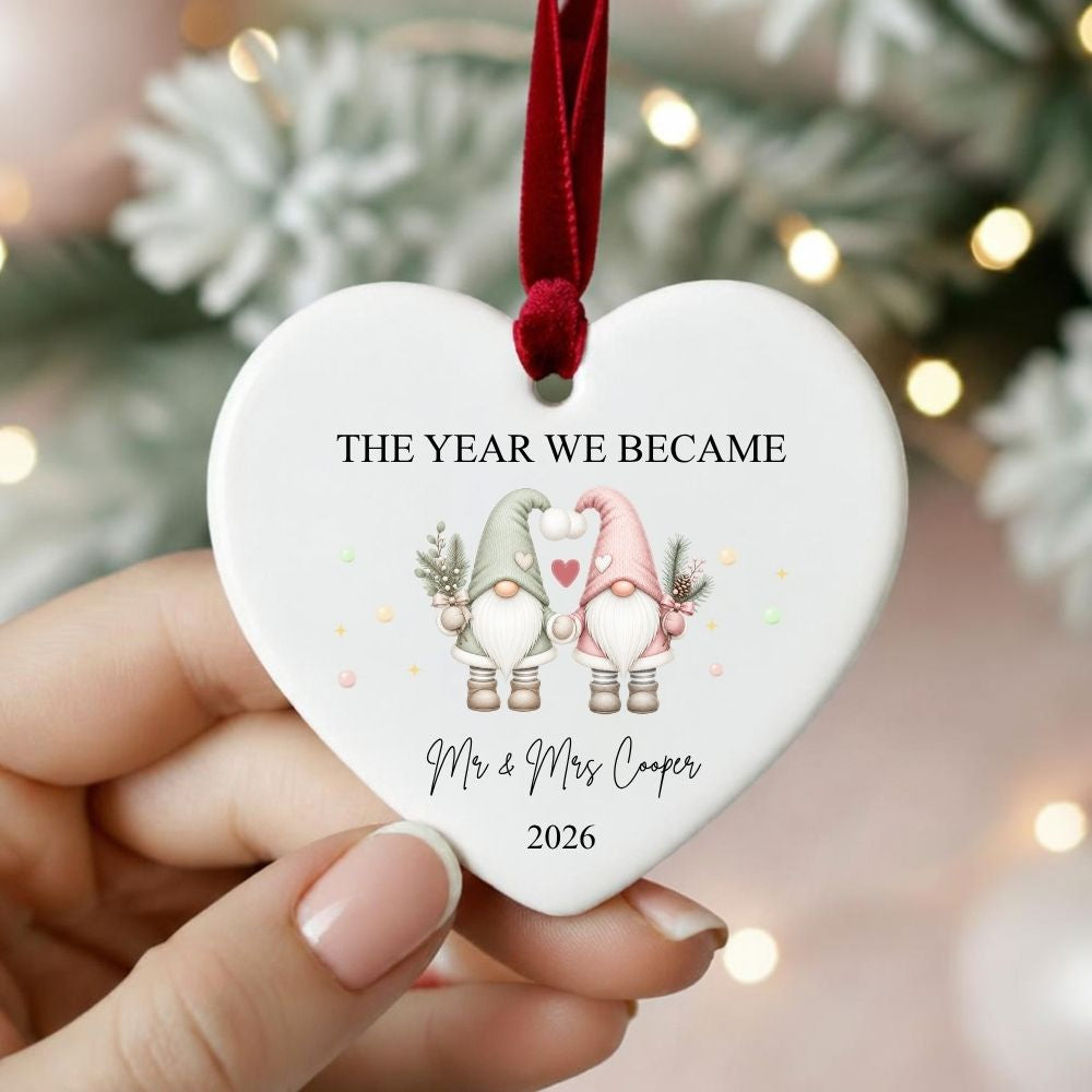 Personalised The Year We Became Mr & Mrs Gonk Christmas Bauble
