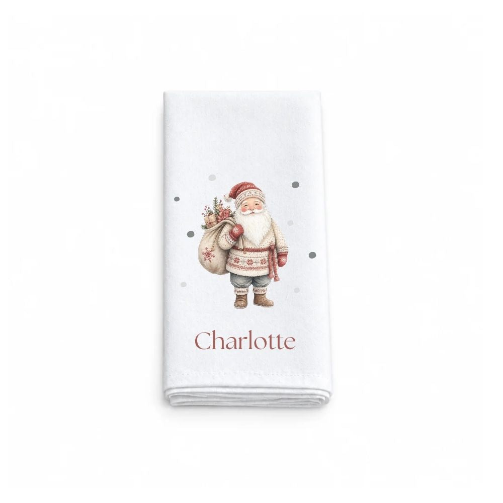 Personalised Scandi Santa Claus Fabric Napkin | Christmas Cloth Napkin