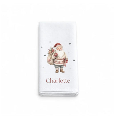 Personalised Scandi Santa Claus Fabric Napkin | Christmas Cloth Napkin