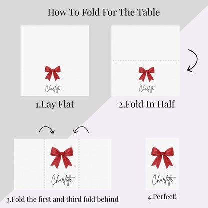 Personalised Red Bow Christmas Fabric Napkin | Christmas Cloth Napkin