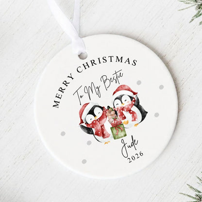 Personalised Merry Christmas Bestie Ceramic Ornament Gift