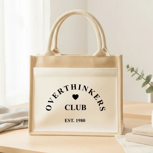Overthinkers Club Est Personalised Year Jute Tote Bag