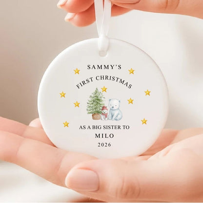 Personalised First Christmas As Big Brother/Sister Christmas Bauble