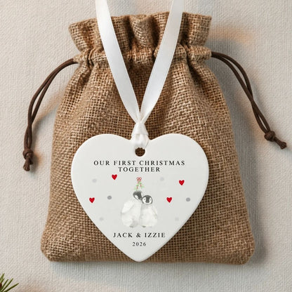 Personalised Our First Christmas Together Ceramic Christmas Bauble Gift