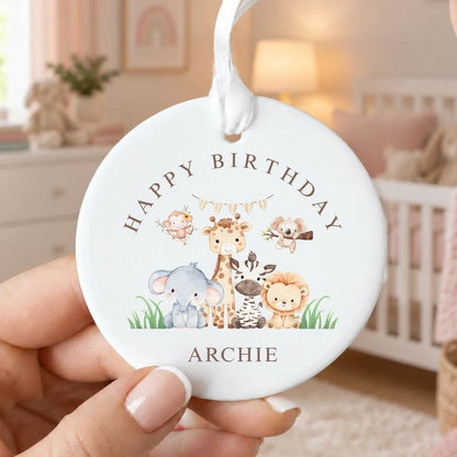 Personalised Happy Birthday Ceramic Bauble | Children's Birthday Ornament