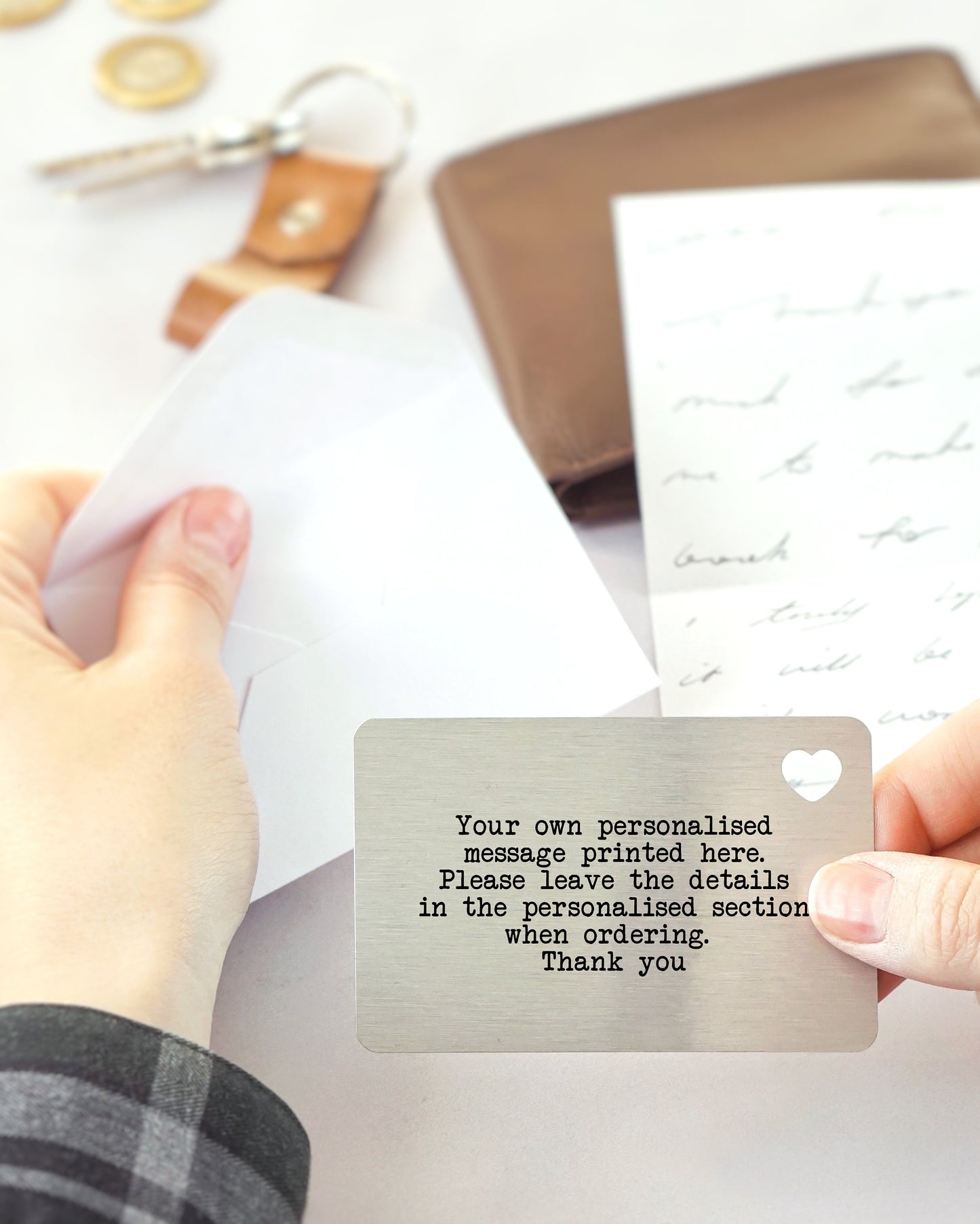 Personalised Wallet Card - Your Own Wording Message - Typewrite Stye Font