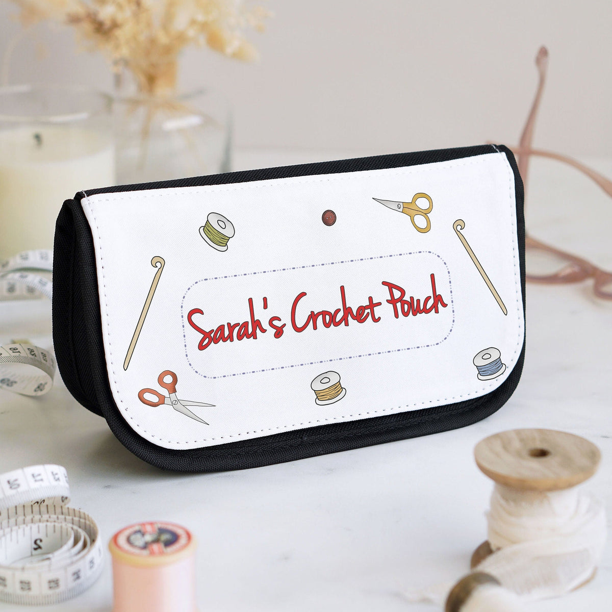 Personalised Crochet Hooks Needles Zipped Pouch
