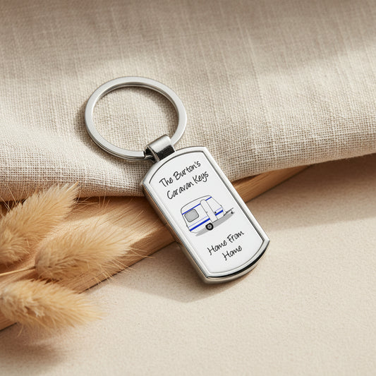 Personalised Name Caravan Metal Keyring