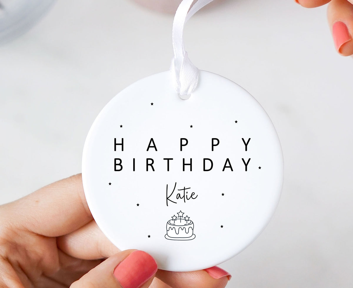 Personalised Happy Birthday Ceramic Hanging Keepsake Ornament