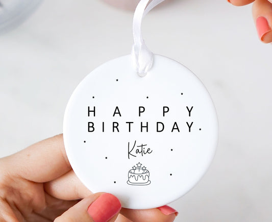 Personalised Happy Birthday Ceramic Hanging Keepsake Ornament