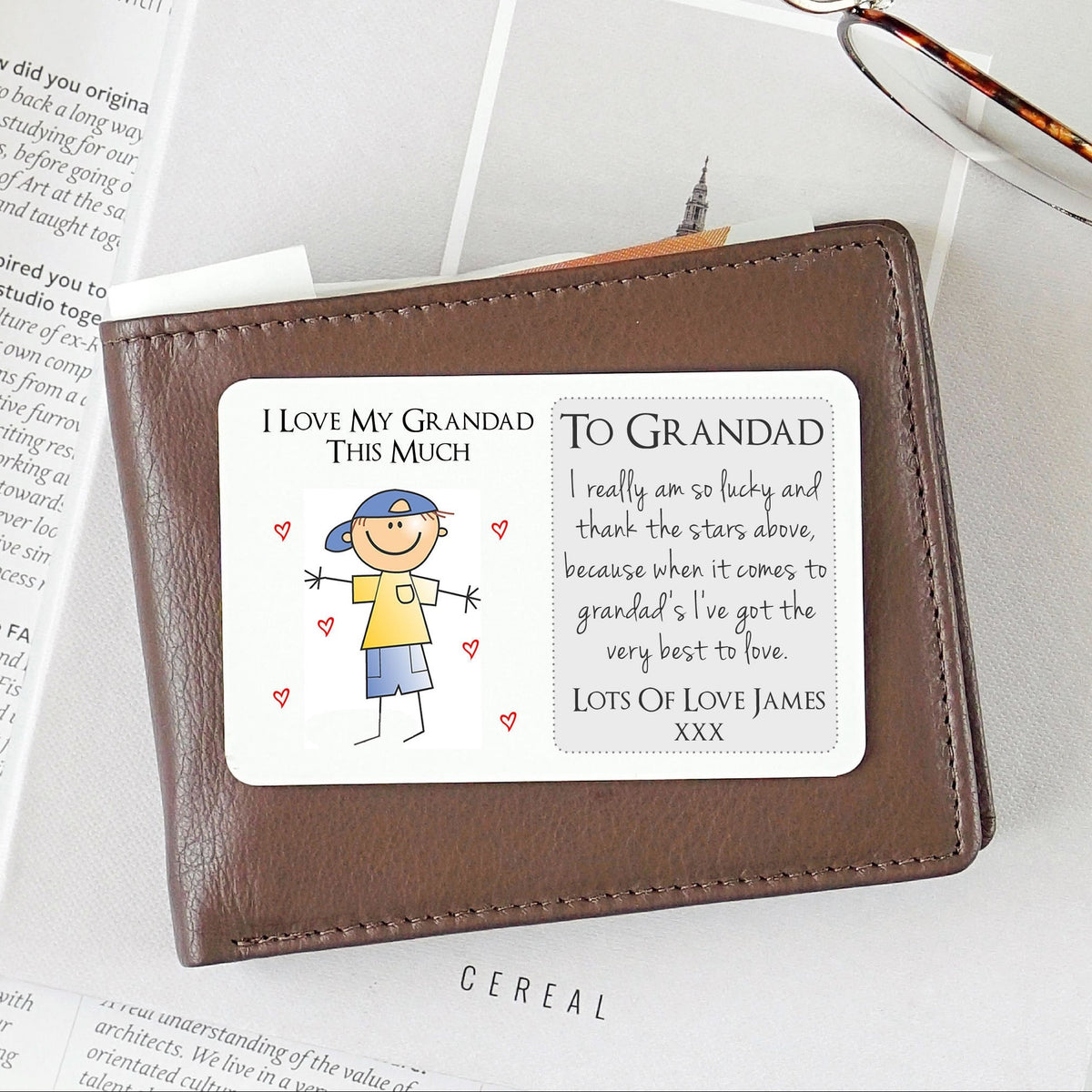 Personalised Grandad Granda Gramps Metal Wallet Card