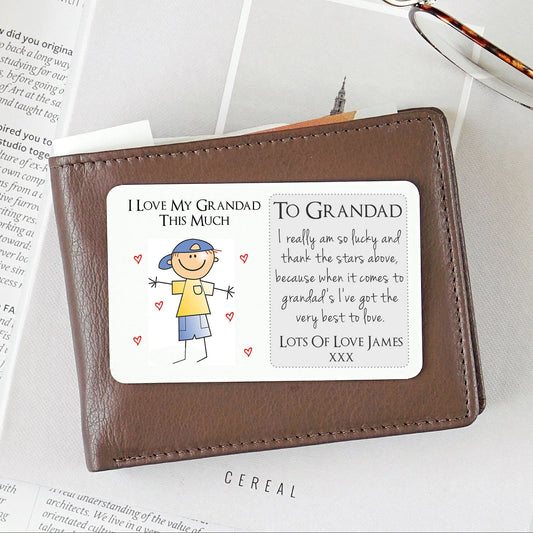 Personalised Grandad Granda Gramps Metal Wallet Card