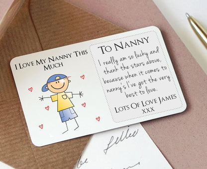Personalised Nan Nanny Sentimental Metal Wallet Card