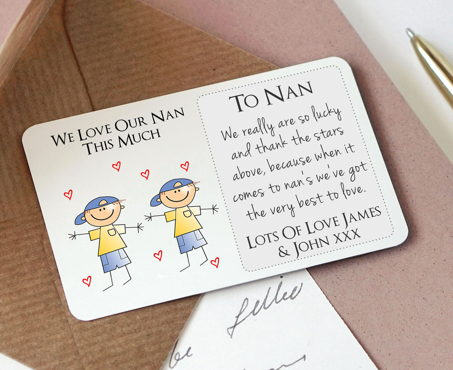 Personalised Nan Nanny Sentimental Metal Wallet Card