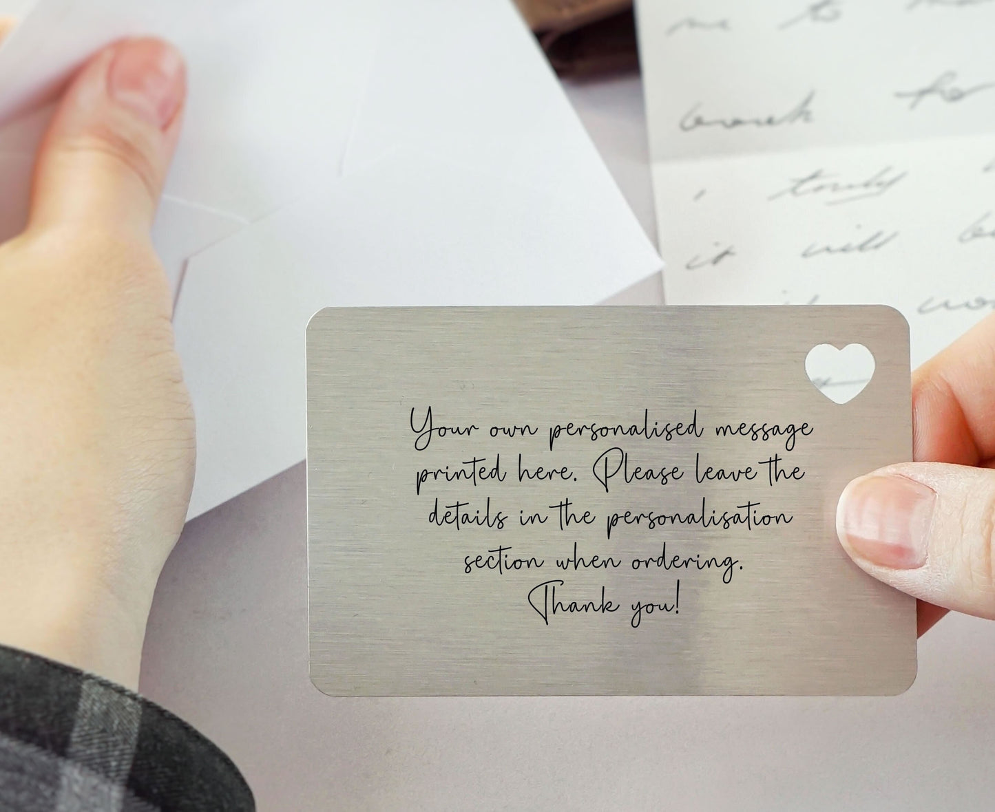 Personalised Sentimental Keepsake Wallet Card - Own Wording Scripted Font