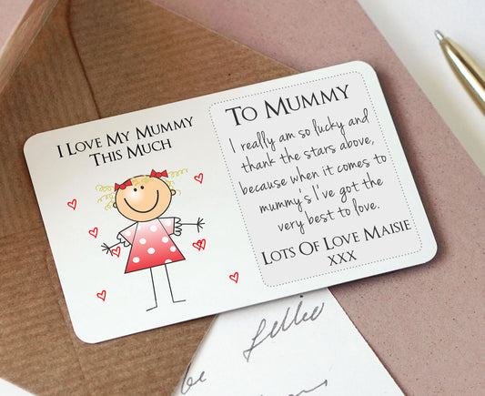 Personalised Mum Mummy Sentimental Wallet Metal Card