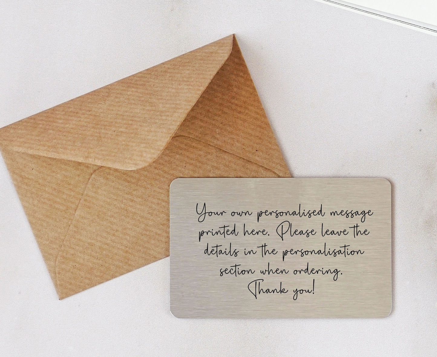 Personalised Sentimental Keepsake Wallet Card - Own Wording Scripted Font