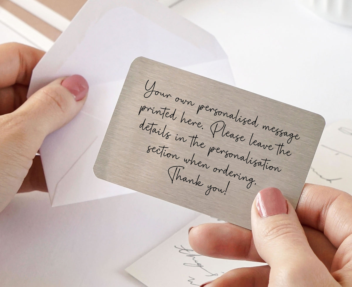 Personalised Sentimental Keepsake Wallet Card - Own Wording Scripted Font