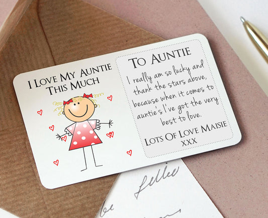 Personalised Auntie Aunt Aunty Sentimental Wallet Card