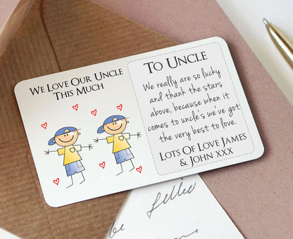 Personalised Uncle Sentimental Metal Wallet Card