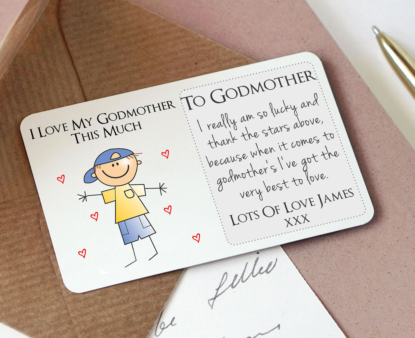 Personalised Godmother Sentimental Keepsake Wallet Card