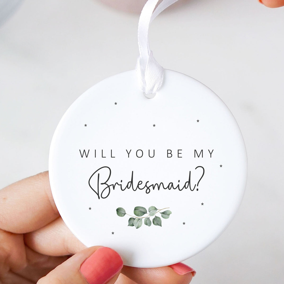 Wedding Party Proposal Eucalyptus Ceramic Hanging Ornament