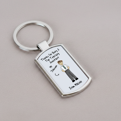 Personalised Male Top Teaching Assistant Metal Keyring