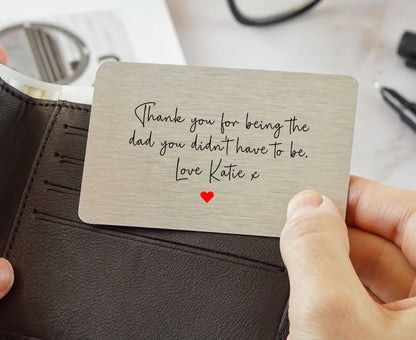Personalised Stepdad Thank You For Sentimental Poem Metal Wallet Card
