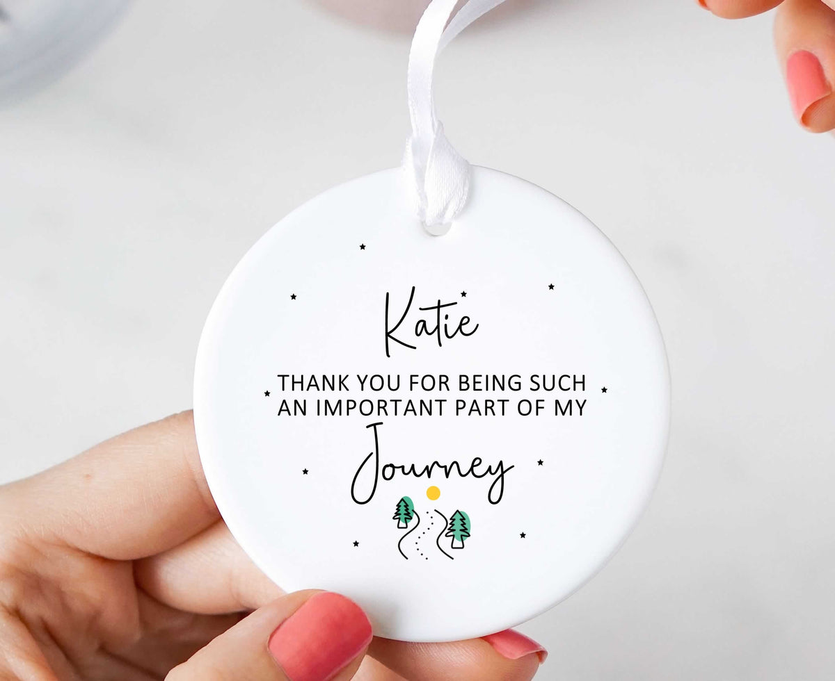 Personalised Thank You Journey Ceramic Keepsake Ornament Gift