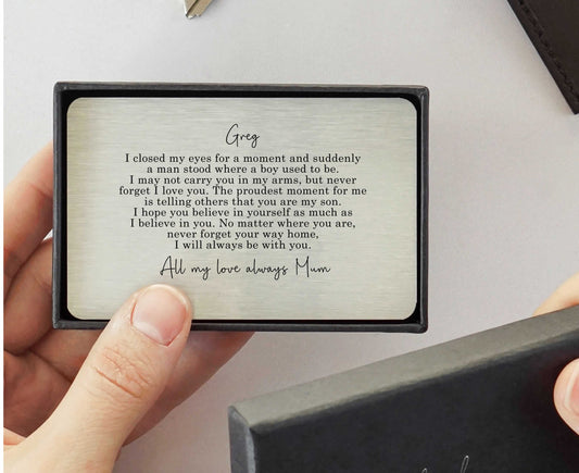 Personalised To My Son Sentimental Poem Metal Wallet Card