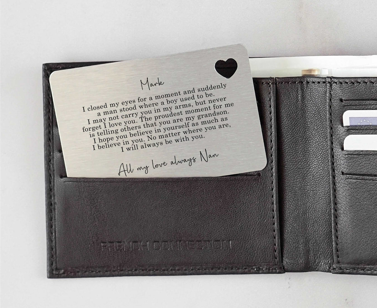 Personalised My Grandson Sentimental Poem Metal Wallet Card