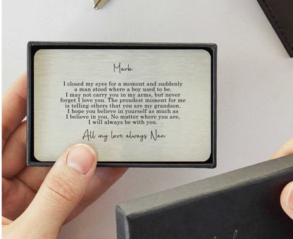 Personalised My Grandson Sentimental Poem Metal Wallet Card