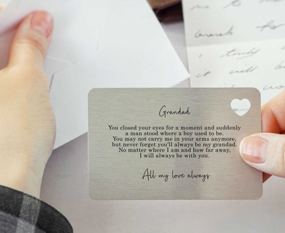 To Grandad Sentimental Poem Metal Wallet Card