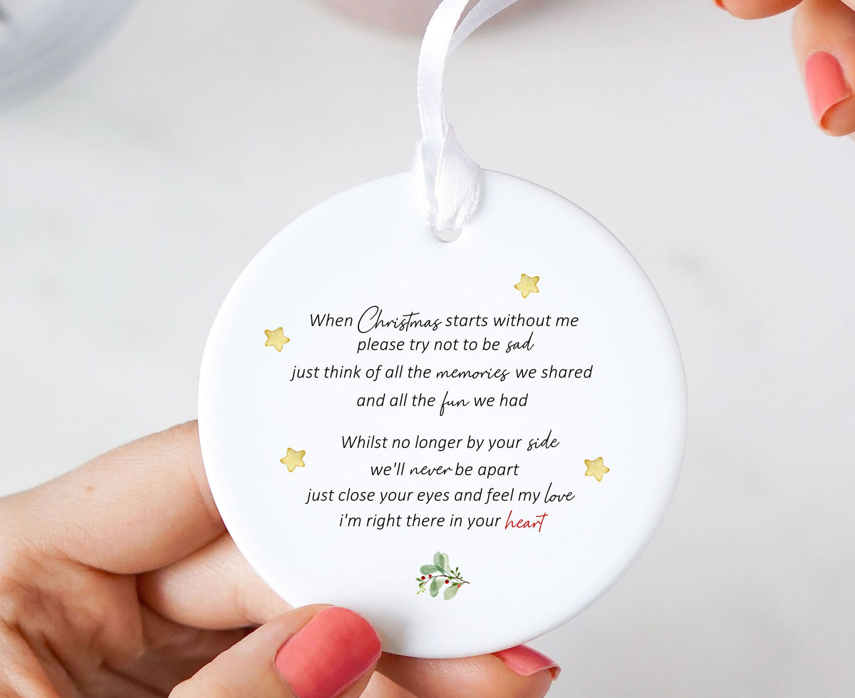 When Christmas Starts Without Me Remembrance Christmas Tree Ceramic Ornament