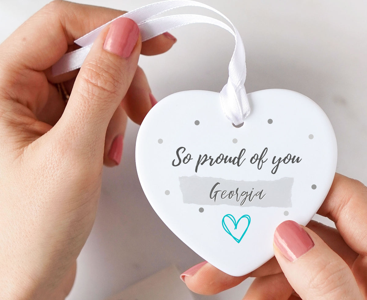 So Proud Of You Personalised Ceramic Keepsake Heart Gift