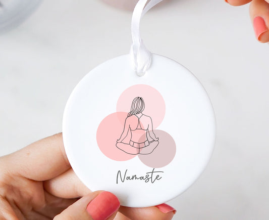 Namaste Round Ceramic Hanging Ornament