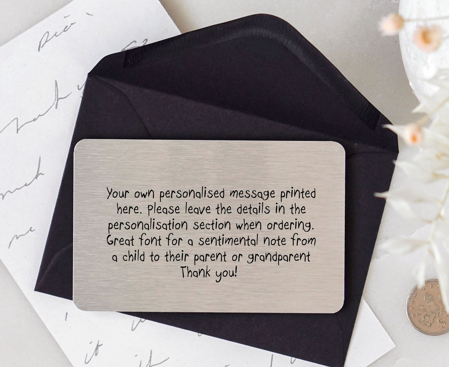Personalised Sentimental Keepsake Wallet Card Child's Handwriting Font