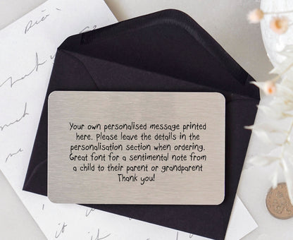 Personalised Sentimental Keepsake Wallet Card Child's Handwriting Font