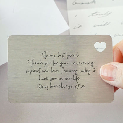 Personalised Sentimental Keepsake Wallet Card - Own Wording Scripted Font