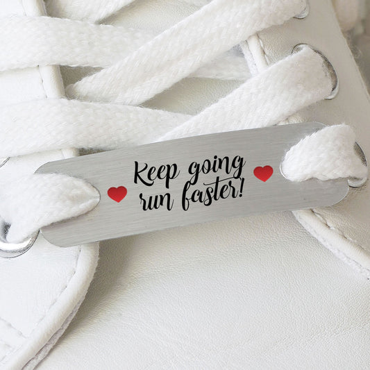 Personalised Swirly Script Font Pair Of Metal Trainer Tags
