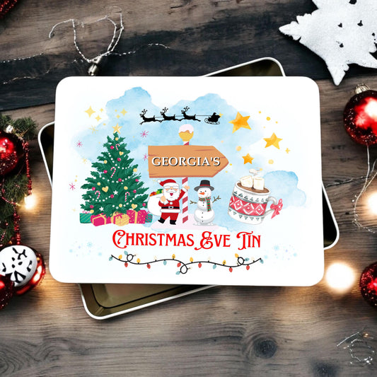 Personalised Christmas Eve Metal Storage Tin