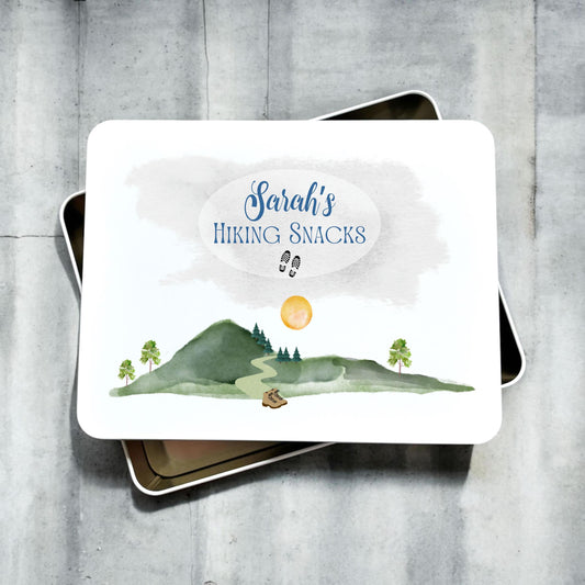 Personalised Hiking Snacks Metal Tin